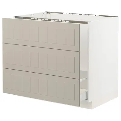 Ikea Sektion / Maximera Base Cabinet For Sink/waste Sort/3 Fronts, White/stensund Beige, 36x24x30 " In Gray