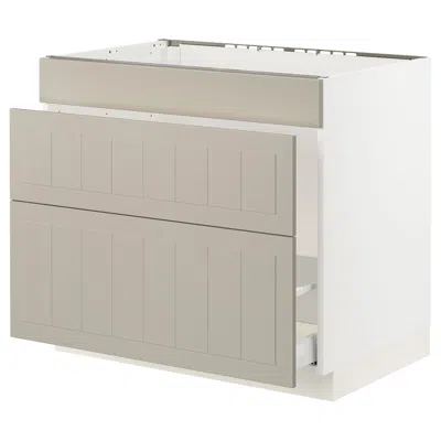 Ikea Sektion / Maximera Base Cabinet For Sink/waste Sort/3 Fronts, White/stensund Beige, 36x24x30 "