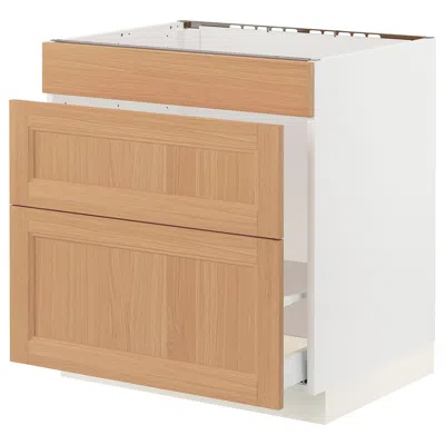 Ikea Sektion / Maximera Base Cabinet For Sink/waste Sort/3 Fronts, White/vedhamn Oak, 30x24x30 "