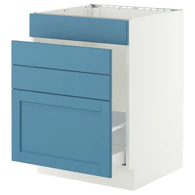Ikea Sektion / Maximera Base Cabinet For Sink/waste Sort/4 Fronts, White/lerhyttan Blue, 24x24x30 "