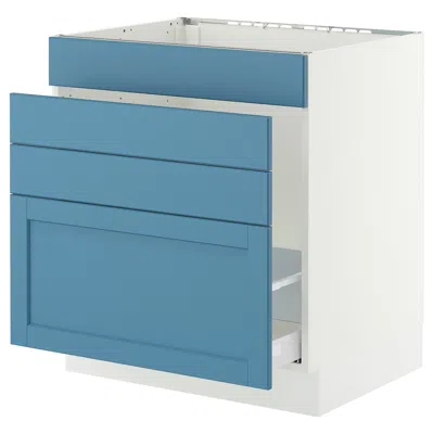 Ikea Sektion / Maximera Base Cabinet For Sink/waste Sort/4 Fronts, White/lerhyttan Blue, 30x24x30 "