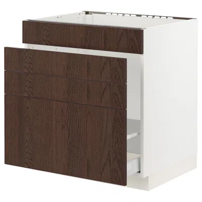 Ikea Sektion / Maximera Base Cabinet For Sink/waste Sort/4 Fronts, White/sinarp Brown, 30x24x30 "