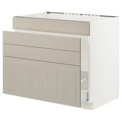 Ikea Sektion / Maximera Base Cabinet For Sink/waste Sort/4 Fronts, White/stensund Beige, 36x24x30 "