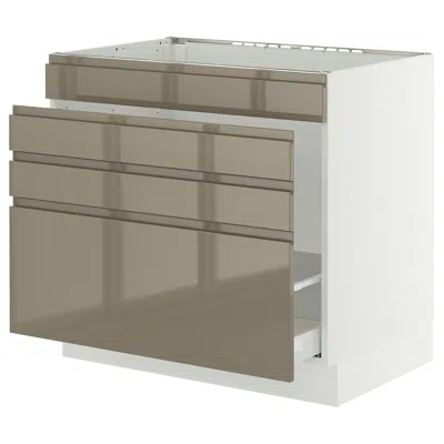 Ikea Sektion / Maximera Base Cabinet For Sink/waste Sort/4 Fronts, White/voxtorp High-gloss Dark Grey-bro