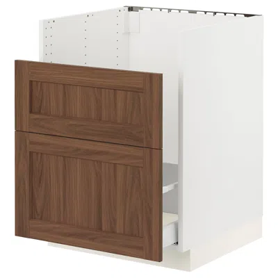 Ikea Sektion / Maximera Base Cabinet For Tallsjön Sink, White Enköping/brown Walnut Effect, 24x24x30 "