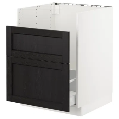 Ikea Sektion / Maximera Base Cabinet For Tallsjön Sink, White/lerhyttan Black Stained, 24x24x30 "