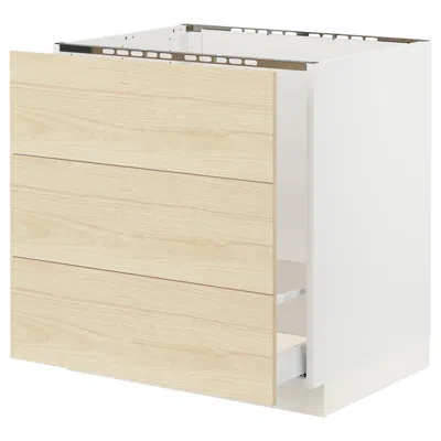 Ikea Sektion / Maximera Base Cabinet For/sink & Waste Sorting, White/askersund Light Ash Effect, 30x24x30