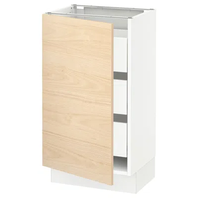 Ikea Sektion / Maximera Base Cabinet With 1 Door/3 Drawers, White/askersund Light Ash Effect, 18x15x30 "