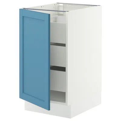 Ikea Sektion / Maximera Base Cabinet With 1 Door/3 Drawers, White/lerhyttan Blue, 18x24x30 "