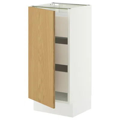 Ikea Sektion / Maximera Base Cabinet With 1 Door/3 Drawers, White/sinarp Oak Veneer, 15x15x30 "