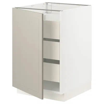 Ikea Sektion / Maximera Base Cabinet With 1 Door/3 Drawers, White/stensund Beige, 21x24x30 " In Gray