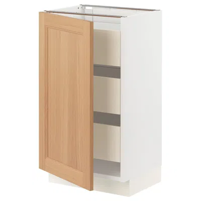 Ikea Sektion / Maximera Base Cabinet With 1 Door/3 Drawers, White/vedhamn Oak, 18x15x30 "