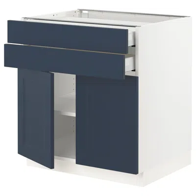 Ikea Sektion / Maximera Base Cabinet With 2 Doors/2 Drawers, White Axstad/matte Blue, 30x24x30 "