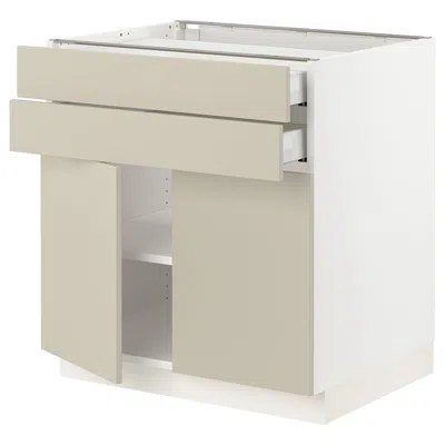 Ikea Sektion / Maximera Base Cabinet With 2 Doors/2 Drawers, White/havstorp Beige, 30x24x30 " In Brown