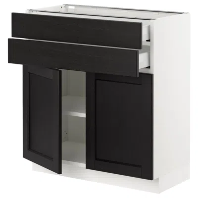 Ikea Sektion / Maximera Base Cabinet With 2 Doors/2 Drawers, White/lerhyttan Black Stained, 30x15x30 "