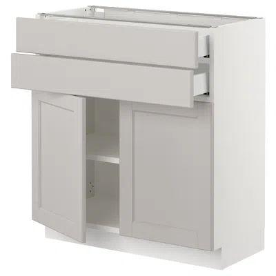 Ikea Sektion / Maximera Base Cabinet With 2 Doors/2 Drawers, White/lerhyttan Light Gray, 30x15x30 "