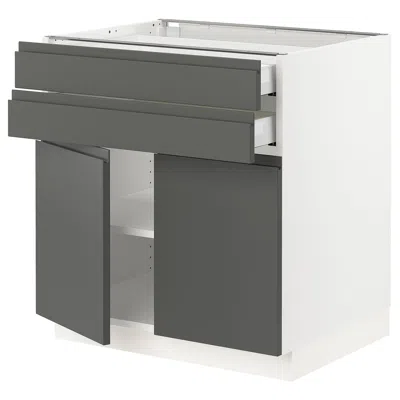 Ikea Sektion / Maximera Base Cabinet With 2 Doors/2 Drawers, White/voxtorp Dark Gray, 30x24x30 "