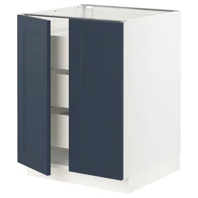 Ikea Sektion / Maximera Base Cabinet With 2 Doors/3 Drawers, White Axstad/matte Blue, 24x24x30 "