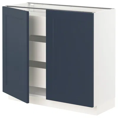 Ikea Sektion / Maximera Base Cabinet With 2 Doors/3 Drawers, White Axstad/matte Blue, 36x15x30 "