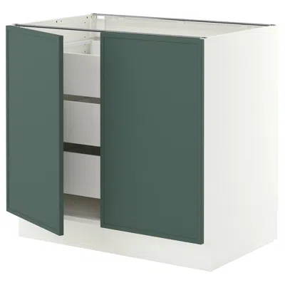 Ikea Sektion / Maximera Base Cabinet With 2 Doors/3 Drawers, White/aspudden Dark Gray-green, 36x24x30 "