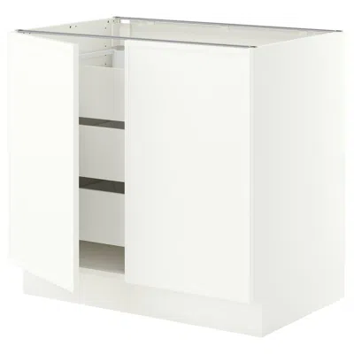 Ikea Sektion / Maximera Base Cabinet With 2 Doors/3 Drawers, White/aspudden Matte White, 36x24x30 "