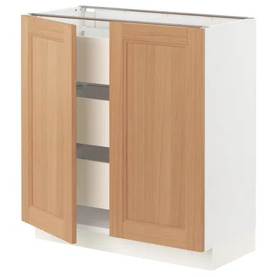 Ikea Sektion / Maximera Base Cabinet With 2 Doors/3 Drawers, White/vedhamn Oak, 30x15x30 "