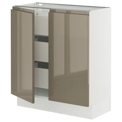 Ikea Sektion / Maximera Base Cabinet With 2 Doors/3 Drawers, White/voxtorp High-gloss Dark Grey-brown, 30