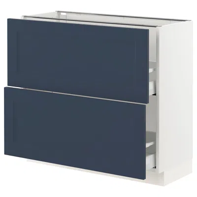 Ikea Sektion / Maximera Base Cabinet With 2 Drawers, White Axstad/matte Blue, 36x15x30 "