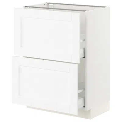Ikea Sektion / Maximera Base Cabinet With 2 Drawers, White Enköping/white Wood Effect, 24x15x30 "