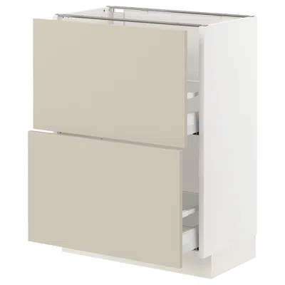 Ikea Sektion / Maximera Base Cabinet With 2 Drawers, White/havstorp Beige, 24x15x30 " In Neutral