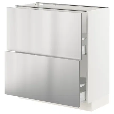 Ikea Sektion / Maximera Base Cabinet With 2 Drawers, White/nogsta Stainless Steel, 30x15x30 "