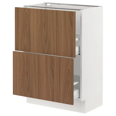 Ikea Sektion / Maximera Base Cabinet With 2 Drawers, White/tistorp Brown Walnut Effect, 24x15x30 "