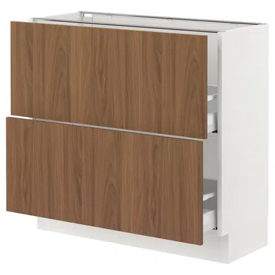 Ikea Sektion / Maximera Base Cabinet With 2 Drawers, White/tistorp Brown Walnut Effect, 36x15x30 "