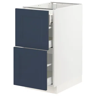 Ikea Sektion / Maximera Base Cabinet With 2 Fronts/3 Drawers, White Axstad/matte Blue, 15x24x30 "