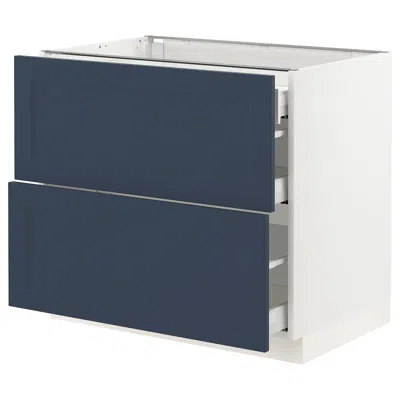 Ikea Sektion / Maximera Base Cabinet With 2 Fronts/3 Drawers, White Axstad/matte Blue, 36x24x30 "