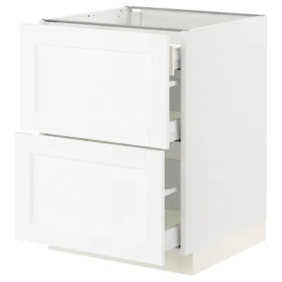 Ikea Sektion / Maximera Base Cabinet With 2 Fronts/3 Drawers, White Enköping/white Wood Effect, 24x24x30 