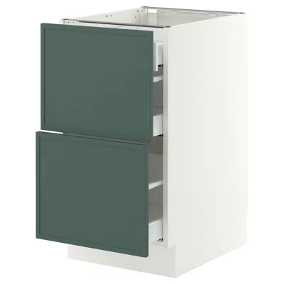 Ikea Sektion / Maximera Base Cabinet With 2 Fronts/3 Drawers, White/aspudden Dark Gray-green, 18x24x30 "