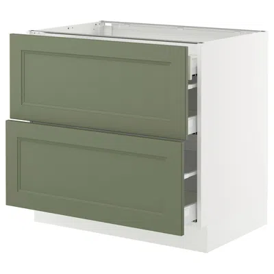 Ikea Sektion / Maximera Base Cabinet With 2 Fronts/3 Drawers, White/axstad Gray-green, 36x24x30 "
