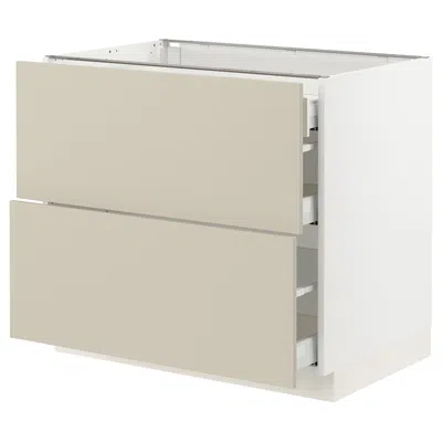 Ikea Sektion / Maximera Base Cabinet With 2 Fronts/3 Drawers, White/havstorp Beige, 36x24x30 " In Gray