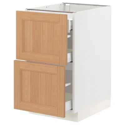 Ikea Sektion / Maximera Base Cabinet With 2 Fronts/3 Drawers, White/vedhamn Oak, 18x24x30 "