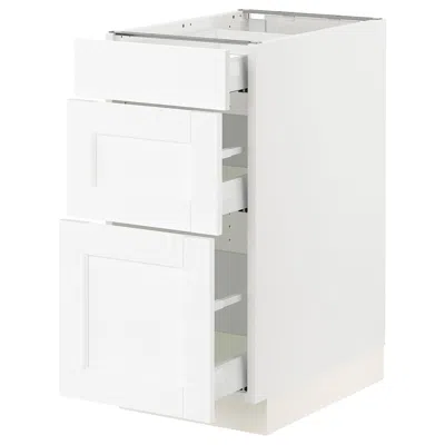 Ikea Sektion / Maximera Base Cabinet With 3 Drawers, White Enköping/white Wood Effect, 15x24x30 "