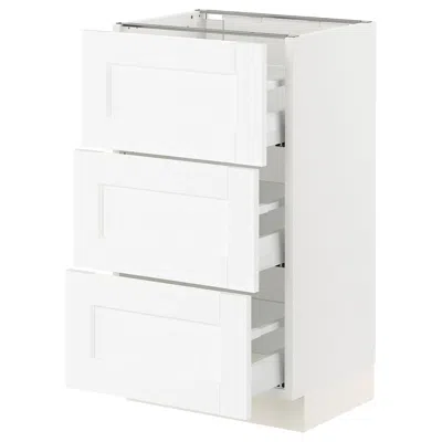 Ikea Sektion / Maximera Base Cabinet With 3 Drawers, White Enköping/white Wood Effect, 18x15x30 "