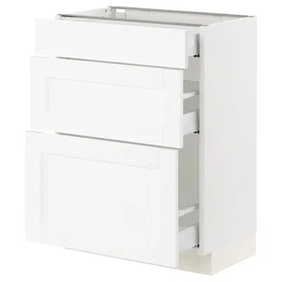 Ikea Sektion / Maximera Base Cabinet With 3 Drawers, White Enköping/white Wood Effect, 24x15x30 "