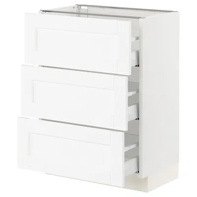 Ikea Sektion / Maximera Base Cabinet With 3 Drawers, White Enköping/white Wood Effect, 24x15x30 "