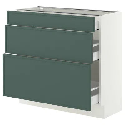 Ikea Sektion / Maximera Base Cabinet With 3 Drawers, White/aspudden Dark Gray-green, 36x15x30 "