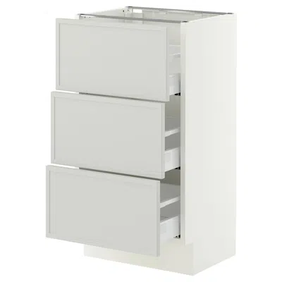 Ikea Sektion / Maximera Base Cabinet With 3 Drawers, White/aspudden Light Gray, 18x15x30 "