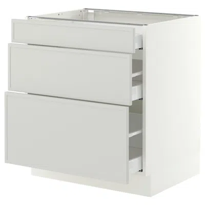 Ikea Sektion / Maximera Base Cabinet With 3 Drawers, White/aspudden Light Gray, 30x24x30 "