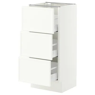 Ikea Sektion / Maximera Base Cabinet With 3 Drawers, White/aspudden Matte White, 15x15x30 "