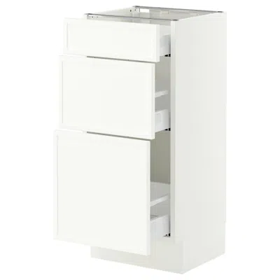 Ikea Sektion / Maximera Base Cabinet With 3 Drawers, White/aspudden Matte White, 15x15x30 "