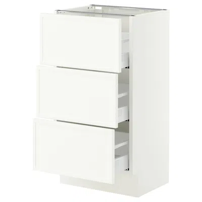 Ikea Sektion / Maximera Base Cabinet With 3 Drawers, White/aspudden Matte White, 18x15x30 "